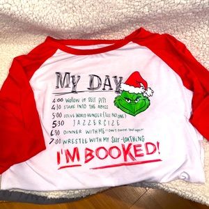 Grinch "I'm Booked" 3 quarter Christmas baseball tee